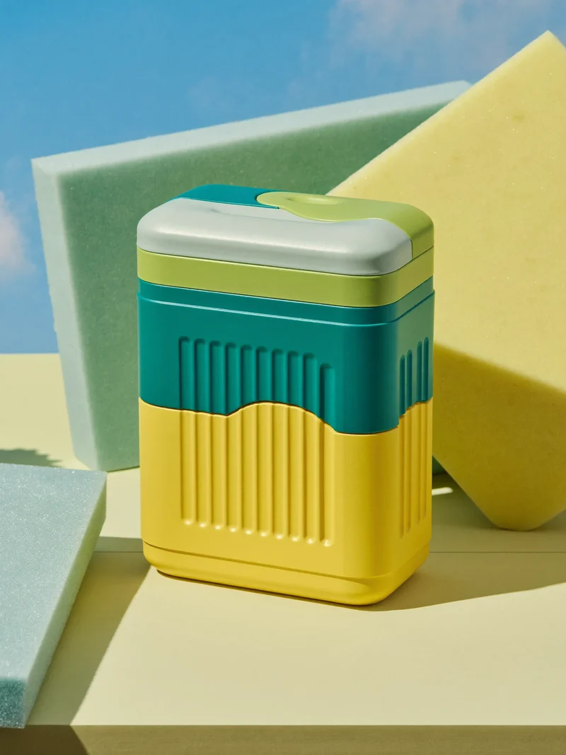 Concept illustrato di contenitore termico con motivo geometrico astratto